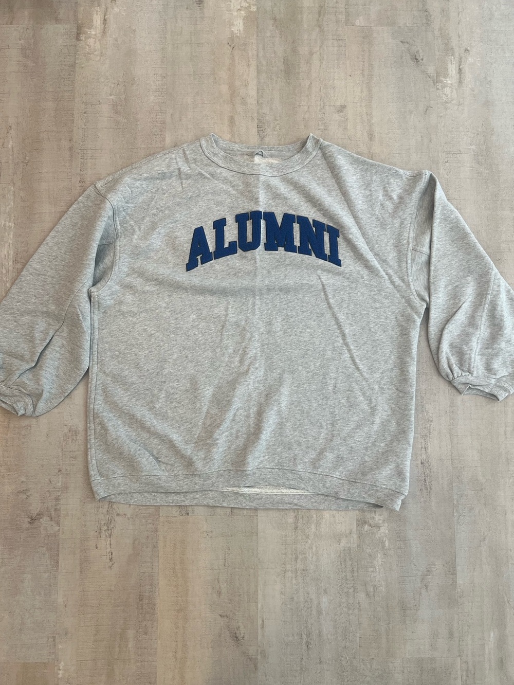 aerie Gray Crewneck Sweatshirt with Blue "ALUMNI" Lettering